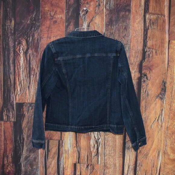 VILLAGER By Liz CLaiborne Women's Sz 10 STRETCH Denim Jean Jacket Nice! - Picture 4 of 6